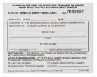 38D305 Vehicle Inspection Label, 5 x 4 In.