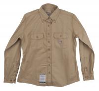 38E556 Womens FR LS Shirt, Twill, Khaki, L