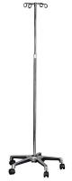 38F797 IV Pole, Telescoping, Alum, Gray, 4 Hooks