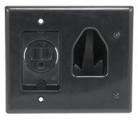 38F870 Wall Plate, Recessed Power, Black