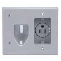 38F871 Wall Plate, Recessed Power, Gray