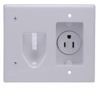 38F872 Wall Plate, Recessed Power, White