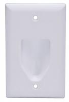 38F877 Wall Plate, Cable, Recessed, 1G, Wht