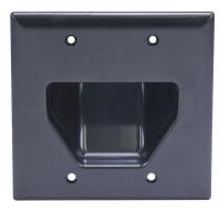 38F878 Wall Plate, Cable, Recessed, 2G, Blk