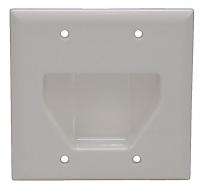 38F881 Wall Plate, Cable, Recessed, 2G, Lt Almd
