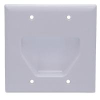 38F882 Wall Plate, Cable, Recessed, 2G, Wht
