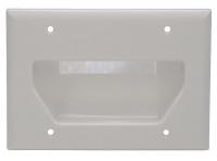 38F884 Wall Plate, Cable, Recessed, 3G, Lt Almd