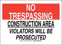 38H636 Construction Site Sign, Poly, 10 x 14 in