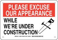 38H638 Construction Site Sign, Plastic, 7 x 10 in