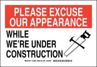 38H639 Construction Site Sign, Poly, 7 x 10 in