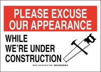 38H642 Construction Site Sign, Poly, 10 x 14 in