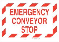 38H721 Factory/Equip Sign, Poly, 10x14 in, Red/Wht