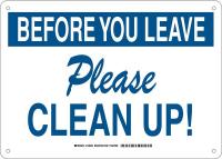 38H750 Facility Sign, Plastic, 10 x14 in, Blue/Wht