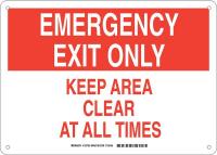 38H927 Exit Sign, Aluminum, 10 x 14 in, Red/White