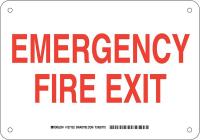 38H965 Exit Sign, Aluminum, 7 x 10 in, Red/White