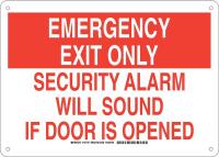 38H974 Exit Sign, Aluminum, 10 x 14 in, Red/White