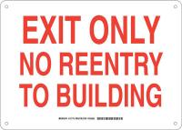 38H986 Exit Sign, Aluminum, 10 x 14 in, Red/White