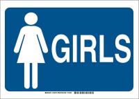 38J002 Restroom Sign, Eng, Poly, 10x14 in, Wht/Blue
