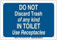 38J010 Restroom Sign, Eng, Plastic, 7 x10, Wht/Blue
