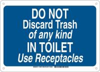 38J013 Restroom Sign, Eng, Plastic, 10x14, Wht/Blue