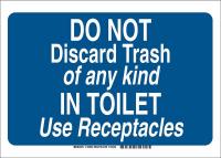 38J014 Restroom Sign, Eng, Poly, 10x14 in, Wht/Blue