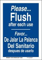 38J031 Restroom Sign, Bilingual, Plastic, 14x10 in