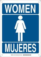 38J042 Restroom Sign, Bilingual, Alum, 14 x10 in