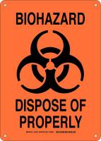 38J329 Biohazard Sign, Alum, 14 x 10 in, Blk/Org