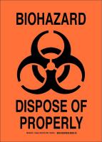 38J331 Biohazard Sign, Polyester, 14 x 10, Blk/Org