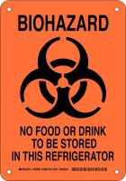 38J332 Biohazard Sign, Alum, 10 x 7 in, Blk/Org