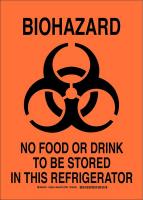 38J337 Biohazard Sign, Polyester, 14 x 10, Blk/Org