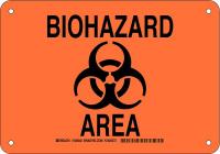 38J350 Biohazard Sign, Alum, 7 x 10 in, Blk/Org