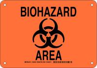 38J351 Biohazard Sign, Plastic, 7 x 10 in, Blk/Org