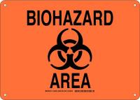 38J354 Biohazard Sign, Plastic, 10 x14 in, Blk/Org