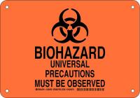 38J357 Biohazard Sign, Plastic, 7 x 10 in, Blk/Org