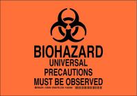 38J358 Biohazard Sign, Polyester, 7x10 in, Blk/Org