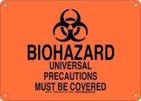 38J360 Biohazard Sign, Plastic, 10x 14 in, Blk/Org