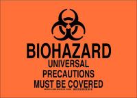 38J361 Biohazard Sign, Polyester, 10 x 14, Blk/Org