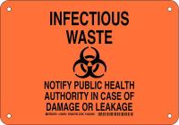 38J363 Biohazard Sign, Plastic, 7 x 10 in, Blk/Org