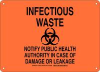38J366 Biohazard Sign, Plastic, 10 x14 in, Blk/Org