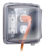 38R667 Outlet Cover, 2 Gang, In Use, Clear