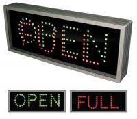 38V898 LED Sign, Open/Full, 7 x 18 in, Green/Red