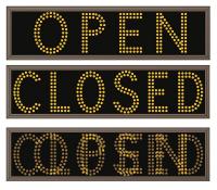 38V944 LED Sign, Open/Closed, 17 x 65 in, Amber