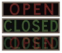 38V945 LED Sign, Open/Closed, 17 x65 in, Red/Green