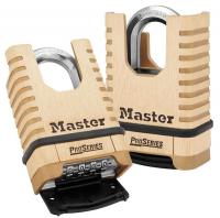 38W807 Combo Padlock, Resettable, 4 Dial, Brass