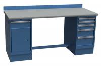 38X722 Technical Workbench, 2 Pedestal, W 60, Blue
