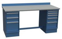 38X758 Technical Workbench, 2 Pedestal, W 60, Blue