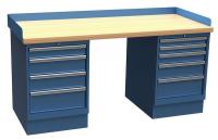 38X810 Technical Workbench, 2 Pedestal, W 72, Blue