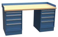 38X816 Technical Workbench, 2 Pedestal, W 72, Blue