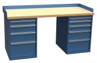 38X828 Technical Workbench, 2 Pedestal, W 72, Blue